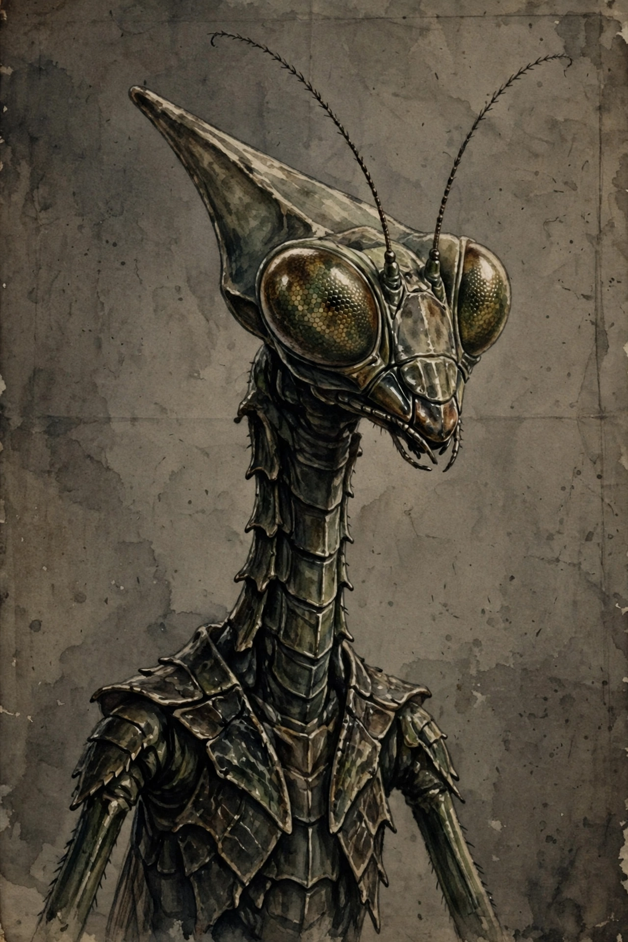 Artist's interpretation of a mantid alien being